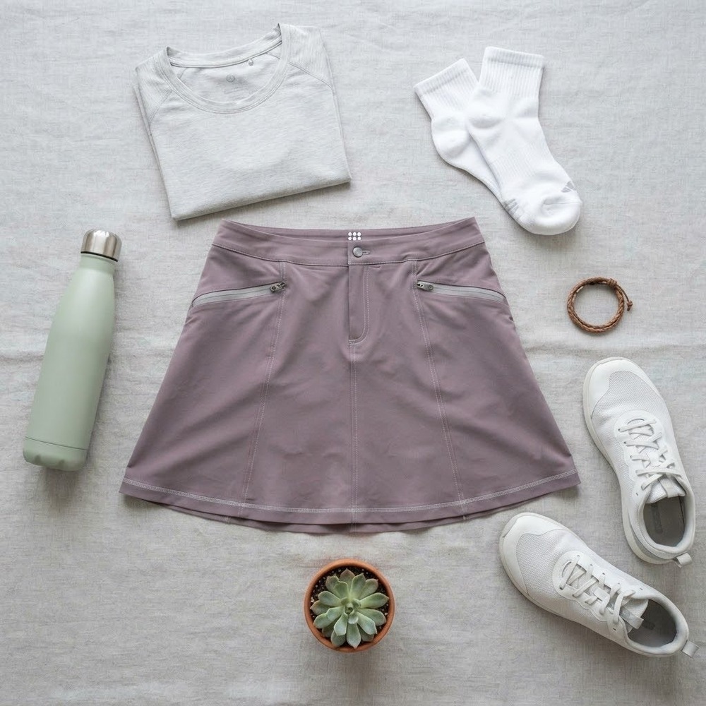 Title Nine Women 8 Athletic Skort Taupe Gray Hiking Golf Tennis Skirt Liner